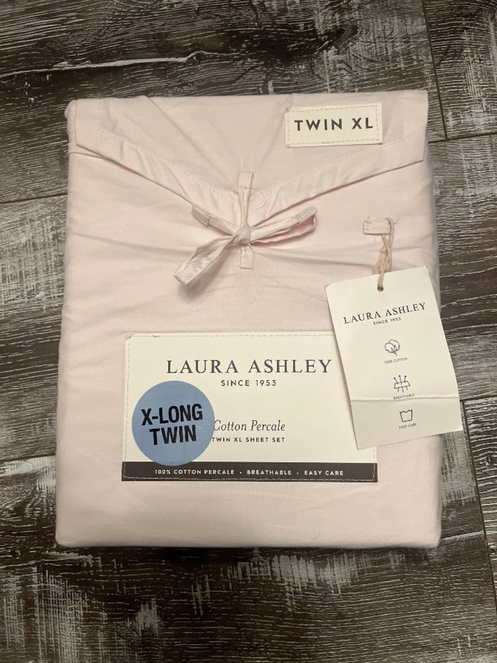 Laura Ashley TWIN X-LONG Sheet Set Cotton Percale